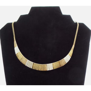 925 Sterling Silver Italy Two Tone Fringe Choker Necklace